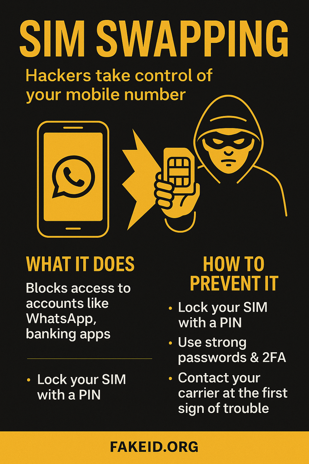 SIM Swapping awareness flyer — FakeID 101